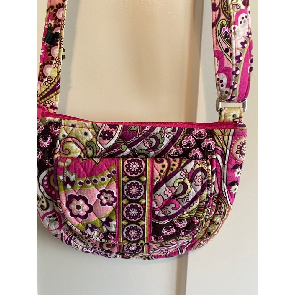 Vera Bradley Very Berry Paisley On The Go Purse Bag Small Adjustable Crossbody